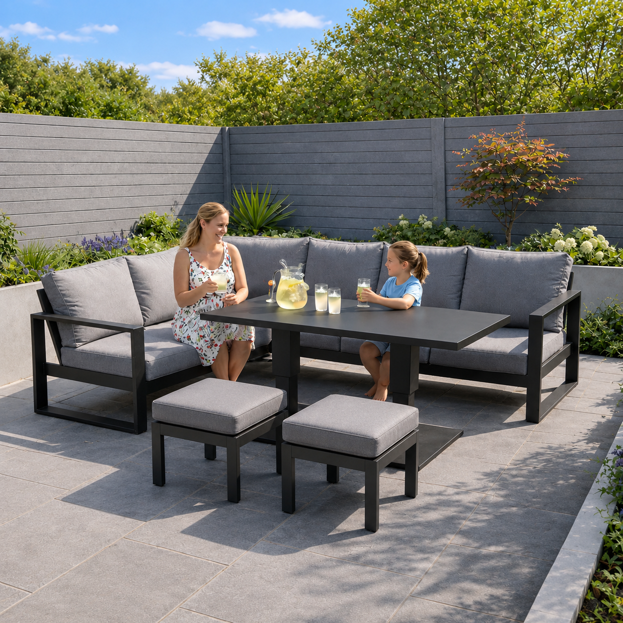 Como Dark Grey L-Shaped Corner Set