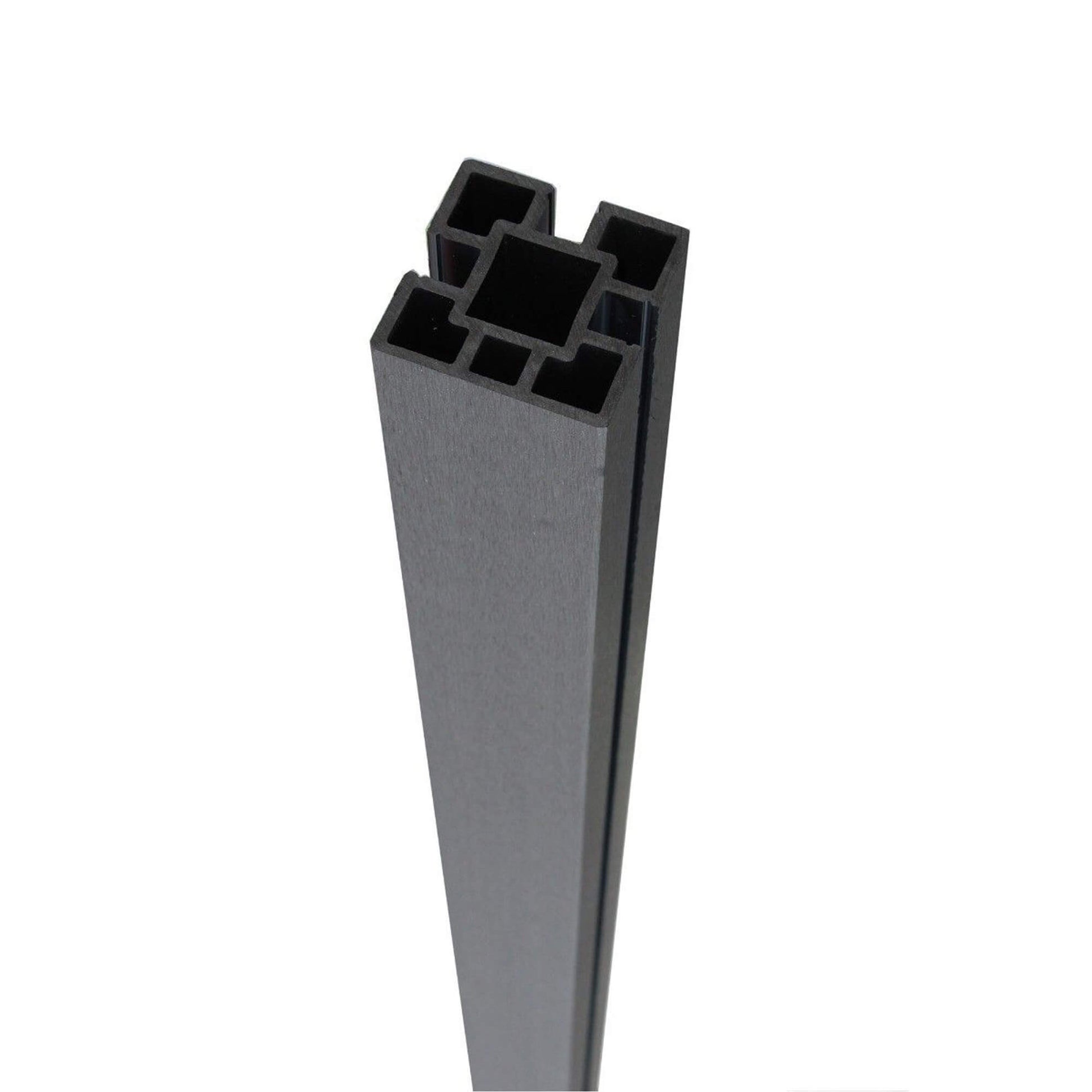 A Charcoal Composite Fence Post on a white background.