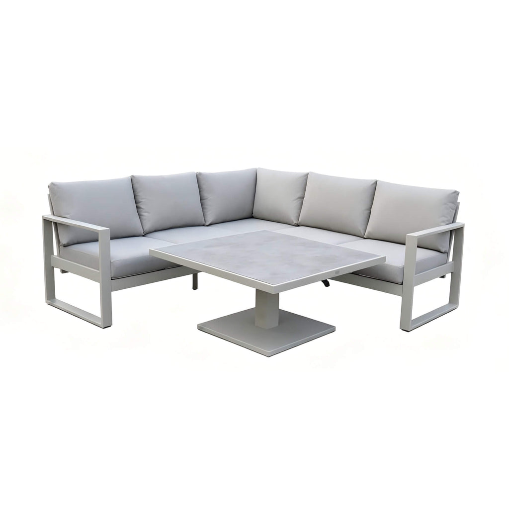 Como stone outdoor furniture corner set on a white background.