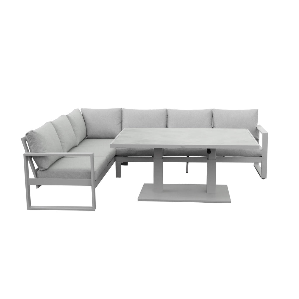 Side view of the Como L-Shaped outdoor furniture corner set on a white background.