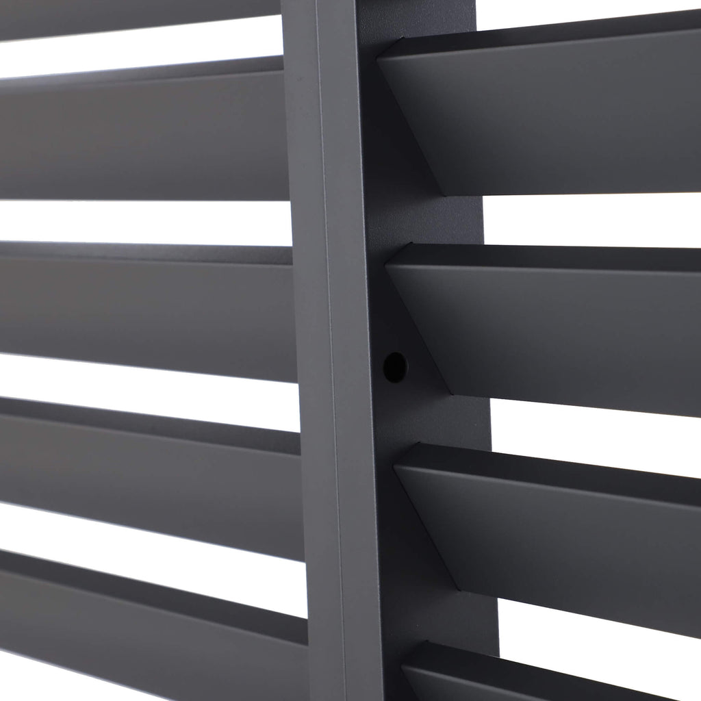 Close-up of a Riva Deluxe Pergola Aluminium Louvre Wall on a white background.