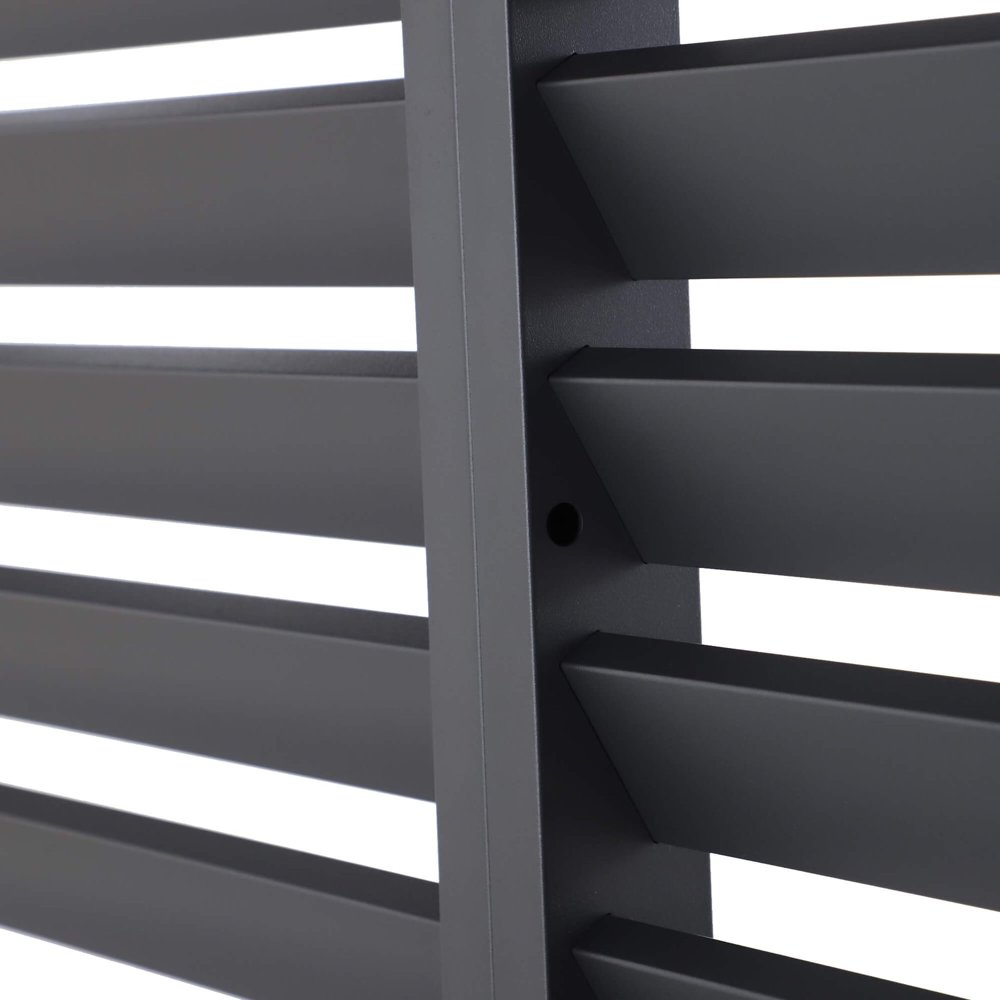 Close-up of a Riva Deluxe Pergola Aluminium Louvre Wall on a white background.