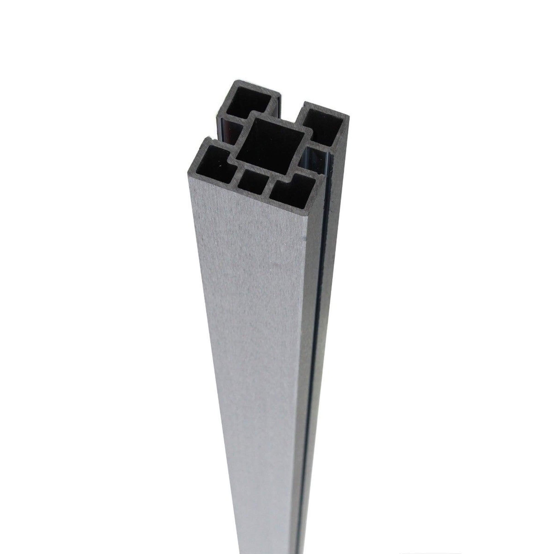 A Sliver Composite Fence Post on a white background.