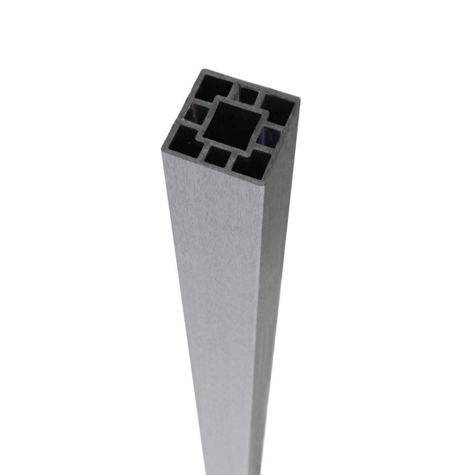 A Silver Composite Solid Post on a white background.
